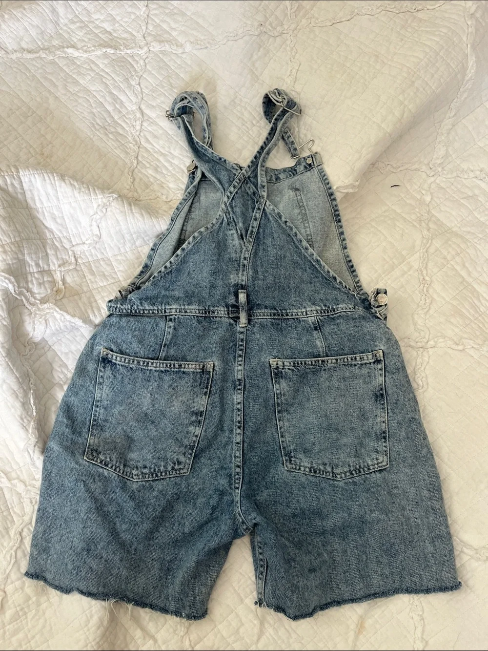 We The Free Free People Denim Short Overalls/Dungarees | Size Small | Acid Wash